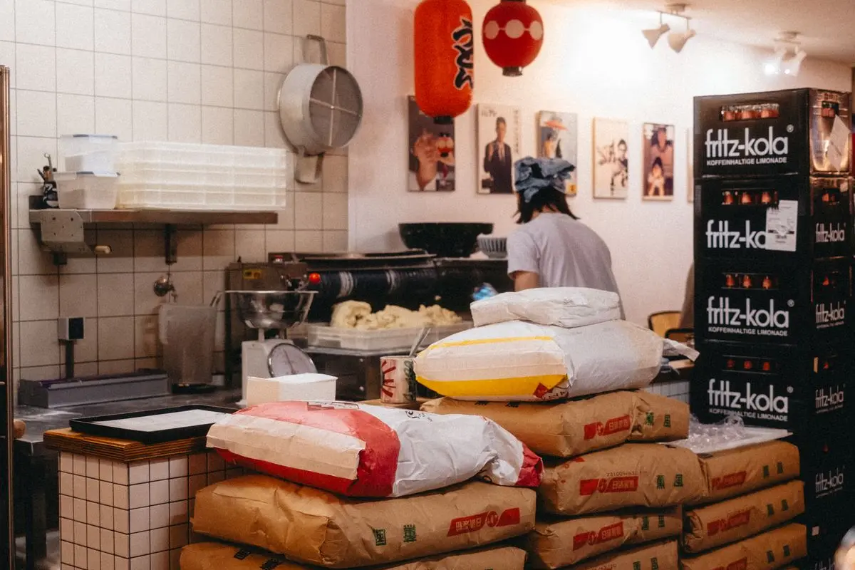 Workstations in a restaurant kitchen